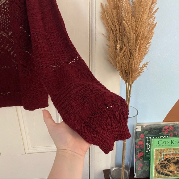 Free People | Dark Red Knit Cardigan - Picture 6 of 6